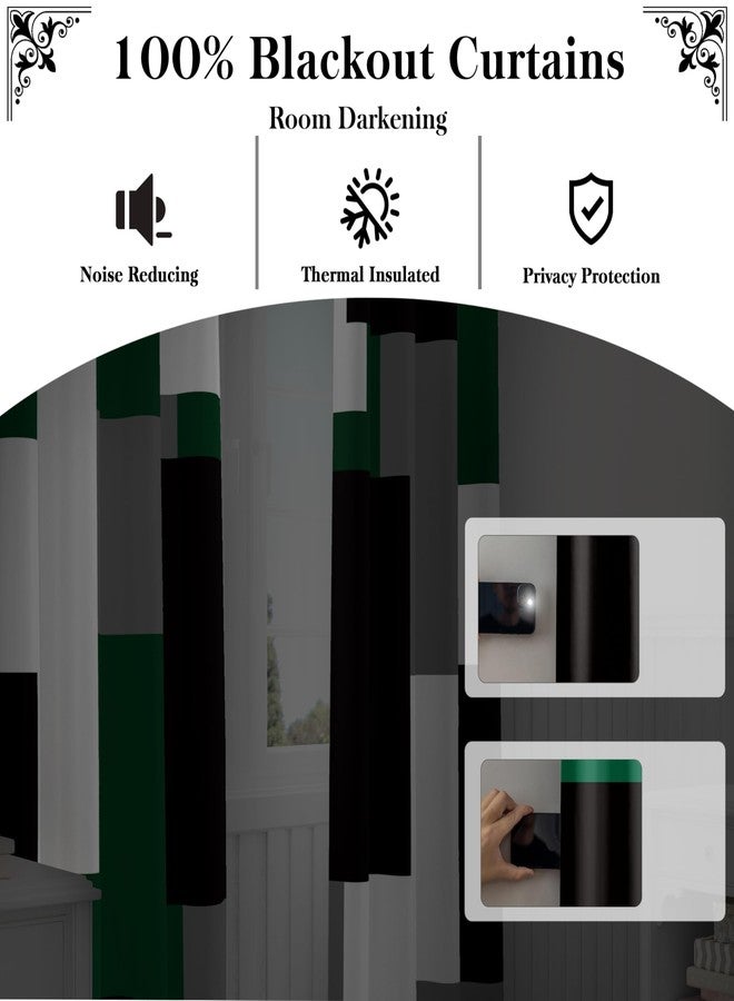 Tyrot Green Blackout Curtains for Bedroom 84 inch Long 2 Panels Set Christmas Green Grey Modern Abstract Geometric Black Out Curtains Insulated Room Darkening Window Drapes for Living Room, 52Wx84L - Image 3