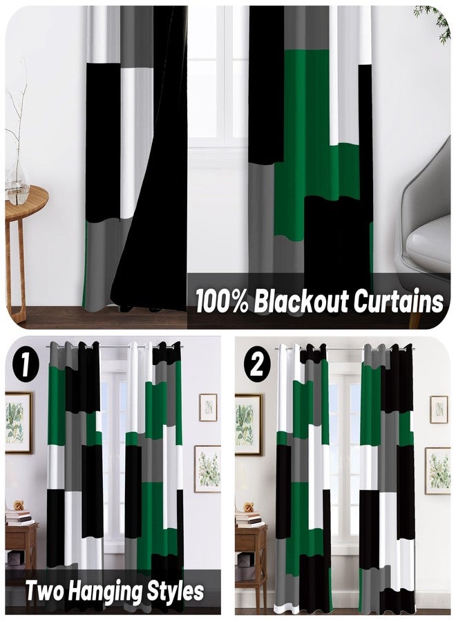 Tyrot Green Blackout Curtains for Bedroom 84 inch Long 2 Panels Set Christmas Green Grey Modern Abstract Geometric Black Out Curtains Insulated Room Darkening Window Drapes for Living Room, 52Wx84L - Image 2