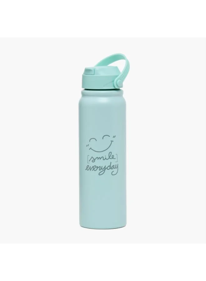 لايف ستايل Slogan Print Stainless Steel Water Bottle with Flip Spout and Handle - 800 ml