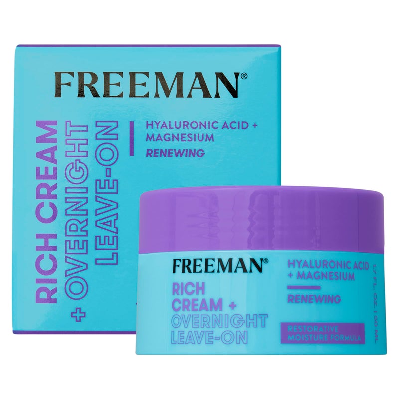 Freeman Rich Cream + Overnight Leave-On, Moisturizing Face Mask, Facial Mask For Dry Skin, Face Cream Infused With Magnesium & Hyaluronic Acid To Hydrate & Soothe Skin, 1.7 fl.oz./ 50 mL Jar - Image 1
