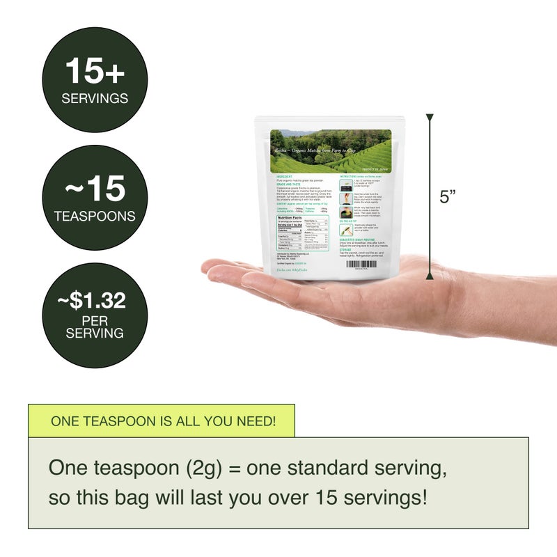 Encha Ceremonial Grade Matcha Powder, Organic First Harvest Japanese Matcha Green Tea, Matcha Tea From Uji, Japan (30g/1.06oz) - Image 5