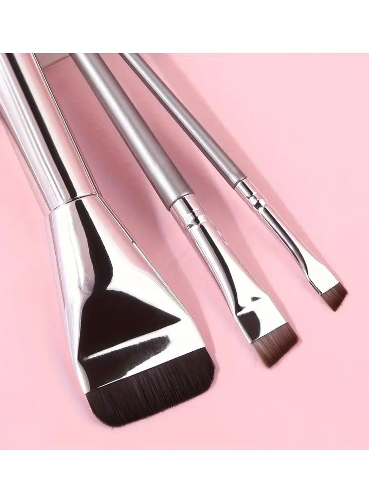 LANGMANNI 3 Piece Make up Brush Set Flat Foundation Brush with Angles Eyeliner Tool Cosmetic Beaurty Tool for Liquid Foundatiom and Facial Masks - Image 2
