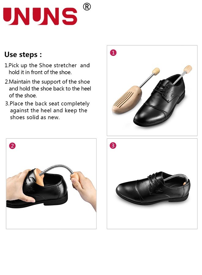 UNUNS Shoe Tree,2 Pairs/4 Pcs Shoe Tree Stretcher,2 Sizes Women Men's Shoe Widener,Deluxe Wooden Shoe Tree Logy Expander,Adjustable Length and Width Shoe Stretcher For Wide Feet,Mall/Family Daily Use,Wood - Image 4