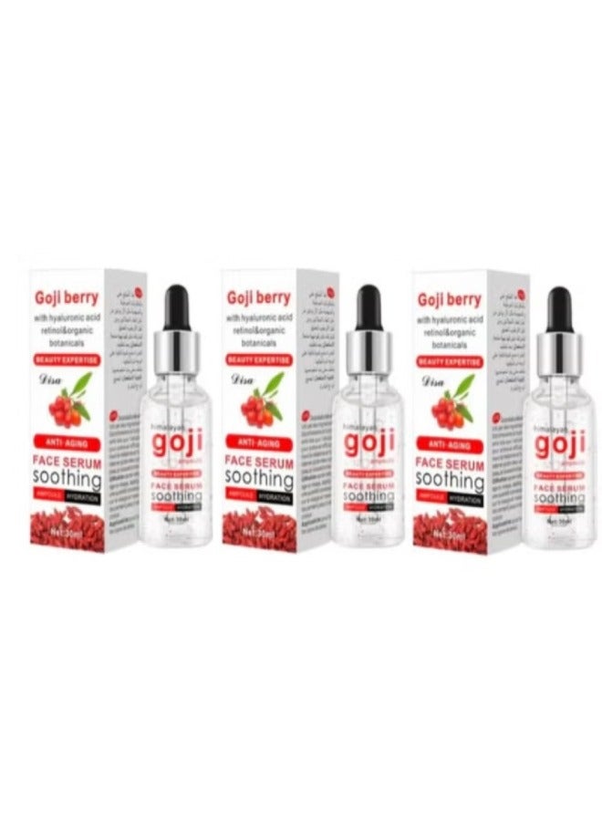 GOJI 3 pcs of Goji Berry With Hyaluronic Acid, Retinol & Organic Botanicals Anti-Aging Face Serum- 30ml. - Image 1