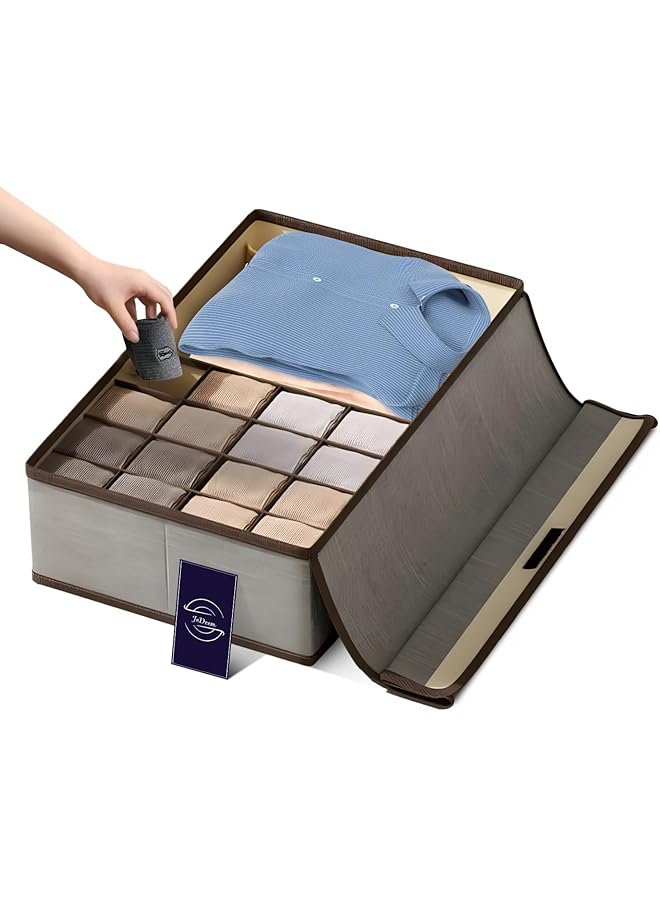 Green Tiger Foldable Closet Storage Organizer with Cover - Wardrobe Garment | Under Couch, Shelvers Bins | Bedroom Space-Saver | Drawer Dividers | Suitable for Tie, Scarves, Belts, Socks and Underwears