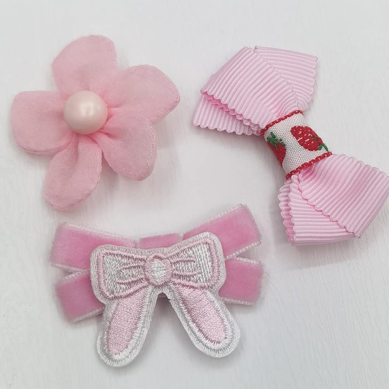 Chenkou Craft Mix Bulk Pink Random 20pcs Fabric Ribbon Flowers Bows Craft Wedding Ornament Appliques (Pink) - Image 2