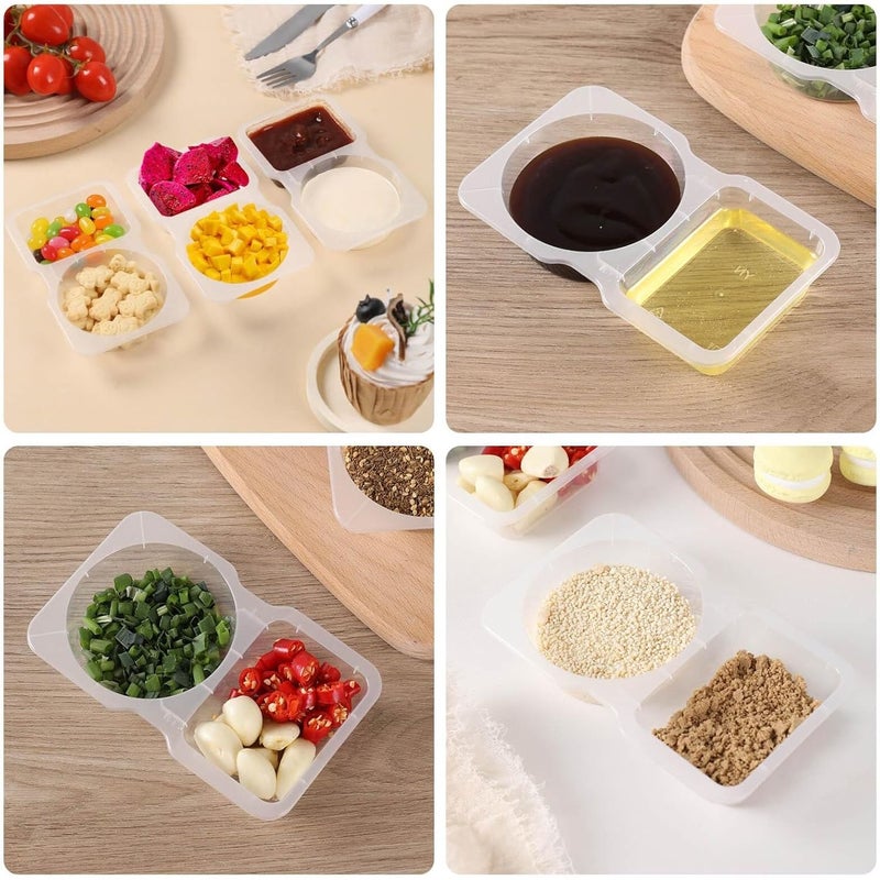 50 Pcs 2 Compartment Snack Containers 190ml Leak Proof Clear Plastic Food Grade - Image 4