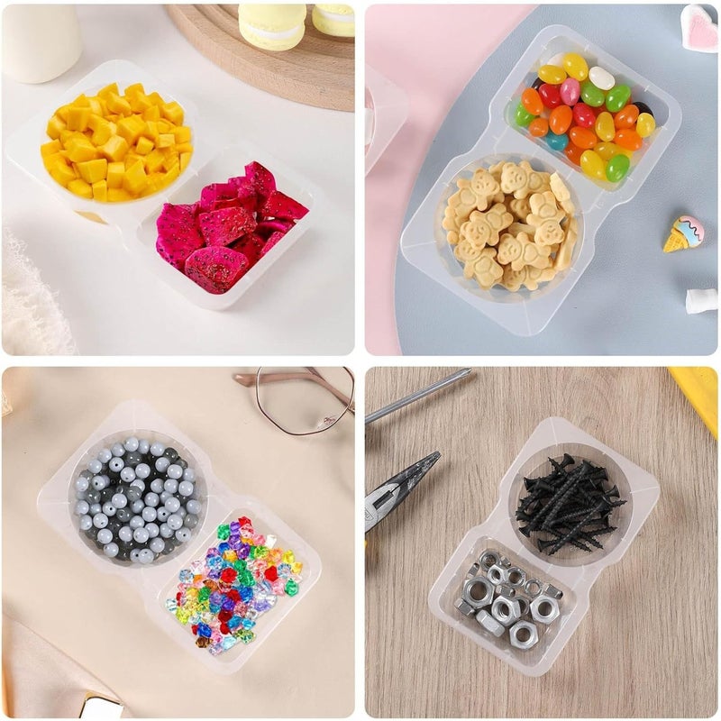 50 Pcs 2 Compartment Snack Containers 190ml Leak Proof Clear Plastic Food Grade - Image 5