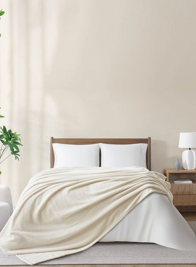 Donetella Fleece Blanket, Single Size 170x210 cm, 300 GSM, Waffle Texture - Lightweight Ultra Soft & Warm Solid Throw Blanket, Cozy for Sofa, Bed & Couch  - Image 1
