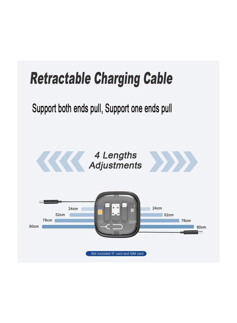 Captaintech USB Adapter Storage Box, USB C to USB C Retractable Charging Cable Up to 3FT, Adapter Conversion Kit USB/Type-C to Micro/Type-C/Lightning, Data Transfer, Card Slot, Phone Holder (Black)(1 Pack) - Image 5