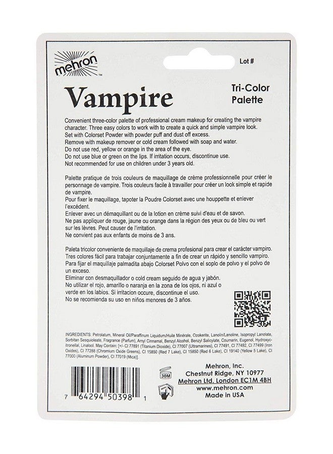 mehron Makeup Tricolor Character Makeup Palette ; Halloween, Special Effects And Theater Cream Makeup Fx Palette ; Face Paint Makeup .7 Oz (20 G) (Vampire) - Image 5