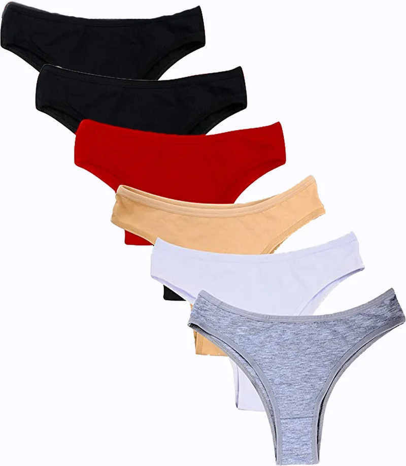 هيبسين راكيب Competing All 6 Women's Brazilian Bikini Panties Cotton Flexible Colorful