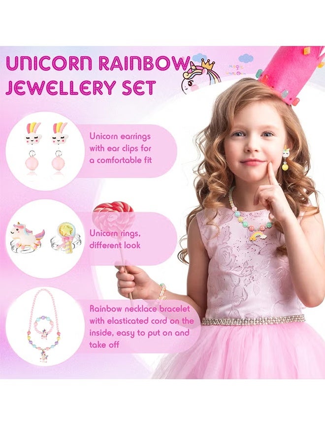 Quantum Unicorn Gift Set, Rainbow Cartoon Unicorn Theme Crossbody Bag, Includes Plush Handbag, Necklace, Bracelet, Earrings & Rings Little Girls Purse - Image 3