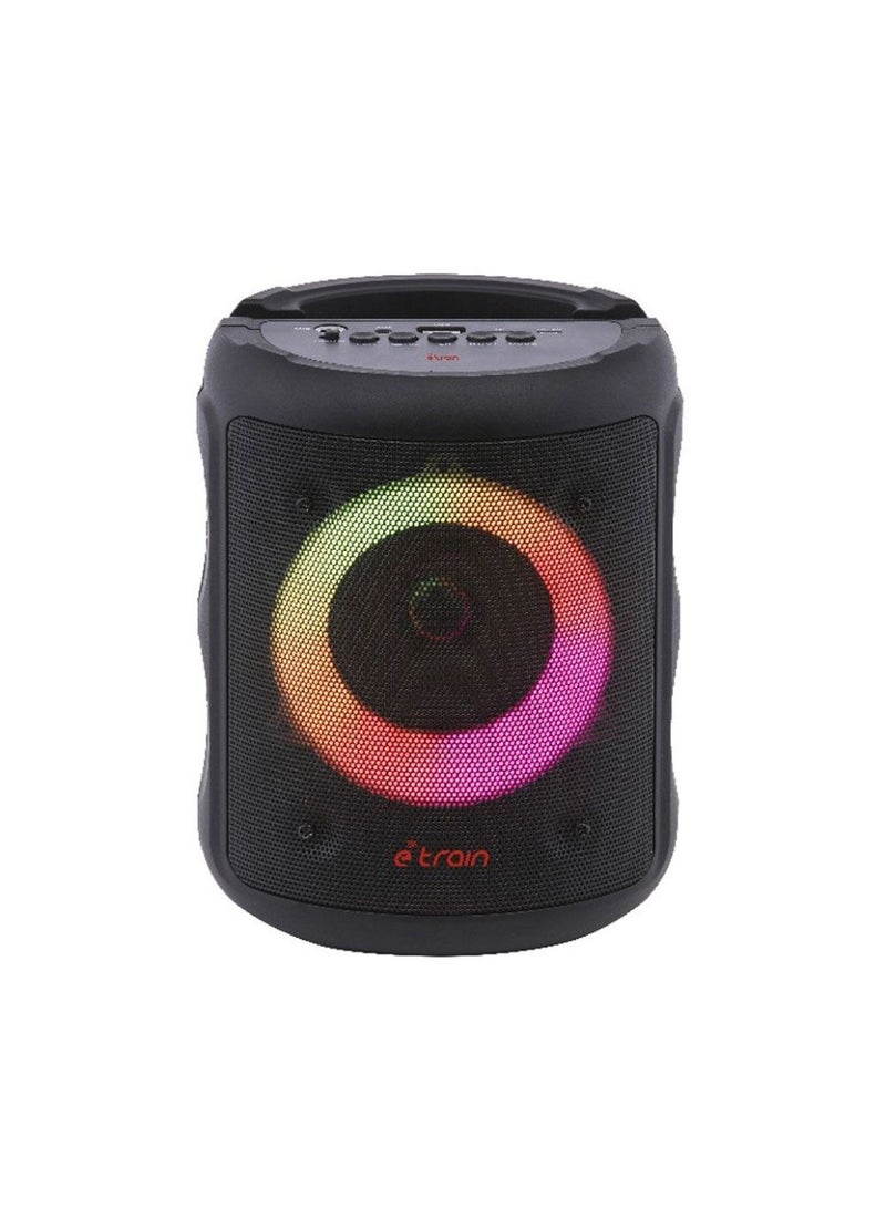 E-Train SP311 Portable Bluetooth Speaker, 10W Output, RGB LED Lights, Rechargeable Battery, Karaoke Support, USB, AUX & TF Card, Black - Image 3