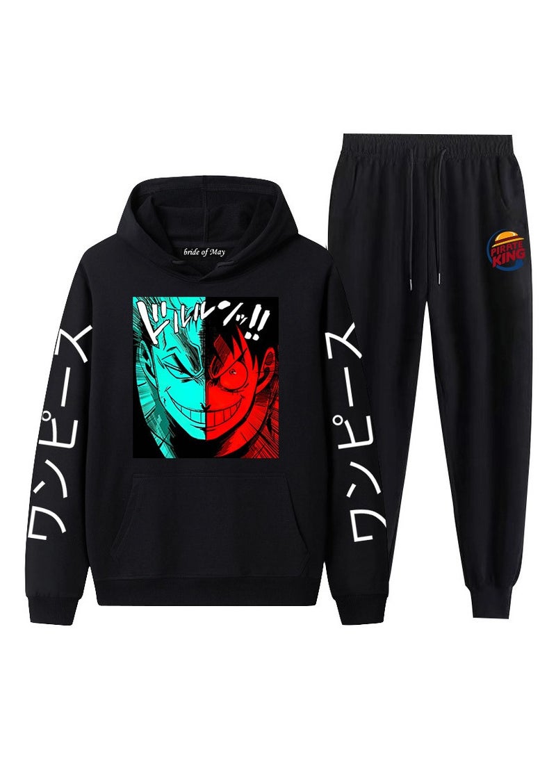 New One Piece Casual Hooded Sweatshirt And Pants Set