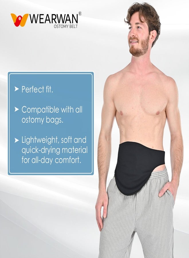 wearwan Ostomy Belt | Leak & Odor Protection | Abdomen Ostomy Bag Covers for Men and Women | Sports and Daily Life | Size M, Black - Image 3