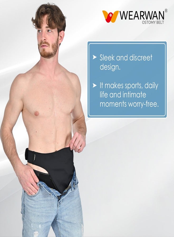 wearwan Ostomy Belt | Leak & Odor Protection | Abdomen Ostomy Bag Covers for Men and Women | Sports and Daily Life | Size M, Black - Image 4