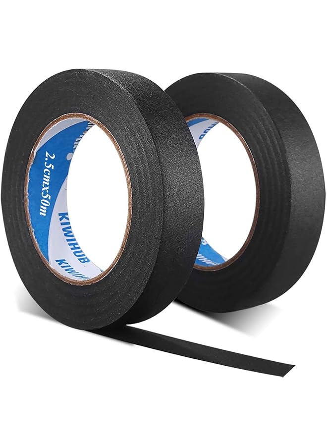 promass Black Painters Tape,1"(25mm) x 55 yd (110 Yards Total)- 2 Rolls Medium Adhesive Masking Tape for Painting,Labeling,DIY Crafting,Decoration and School Projects 100m (2) - Image 1