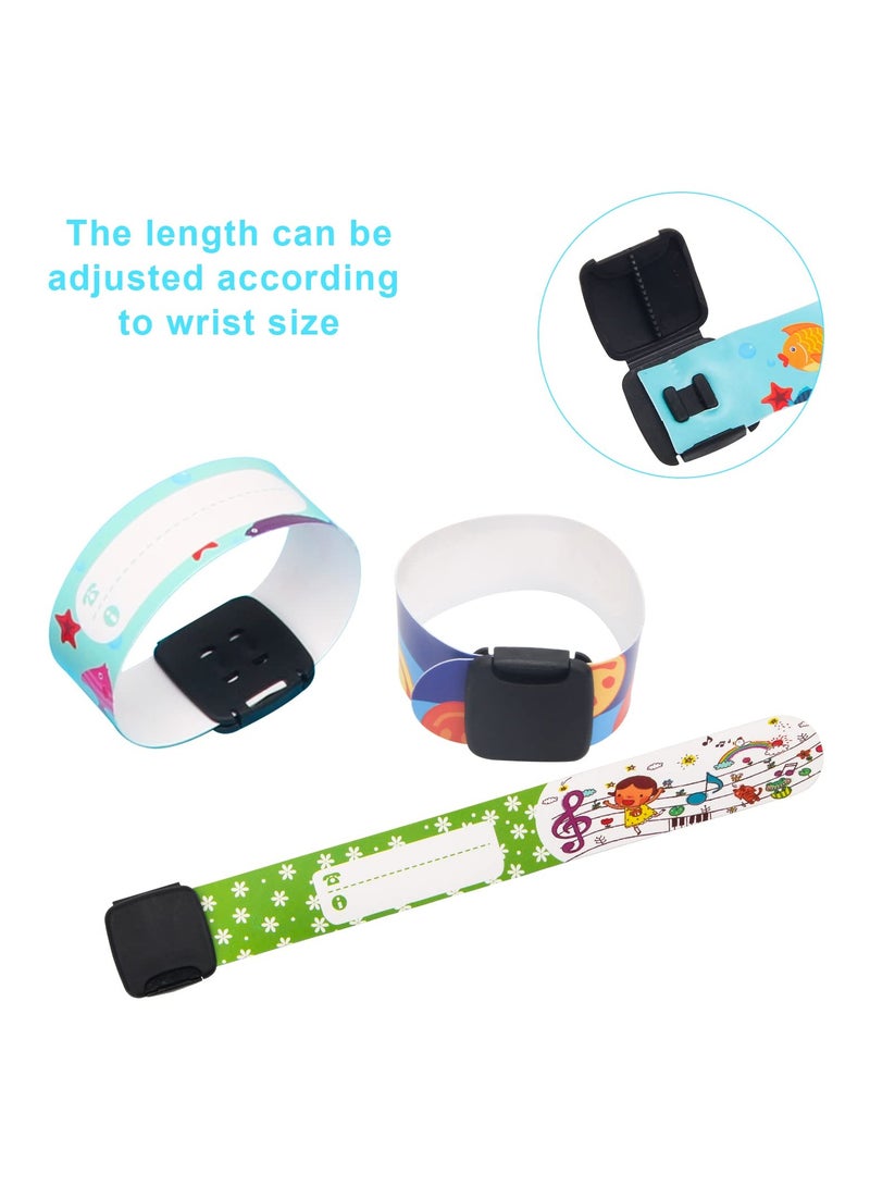 Generic Adjustable Waterproof Kids Safety ID Wristbands with Cartoon Patterns - 16 Pcs Anti-Lost Identification Bracelets for Boys and Girls Outdoor Activities - Reusable Information Bands - Image 5