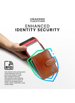 HAMMONDS FLYCATCHER HAMMONDS FLYCATCHER Genuine Leather Card Holder for Men, Credit Card Holder, Slim Bi-Fold RFID Protected Credit Card Wallet for Men with 18 Card Slots, Metal Snap Button - Tan  - Image 4