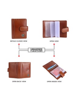 HAMMONDS FLYCATCHER HAMMONDS FLYCATCHER Genuine Leather Card Holder for Men, Credit Card Holder, Slim Bi-Fold RFID Protected Credit Card Wallet for Men with 18 Card Slots, Metal Snap Button - Tan  - Image 5