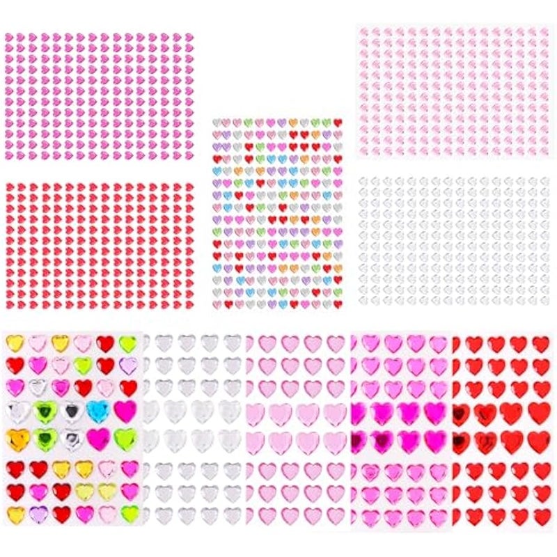 Heart Stickers Gem Stickers, 1190PCS Pink Self-Adhesive Blinger Hair Gems, Rhinestones for Nail Face, Decorative Stickers for Valentine's Day, Wedding, Craft - Image 2