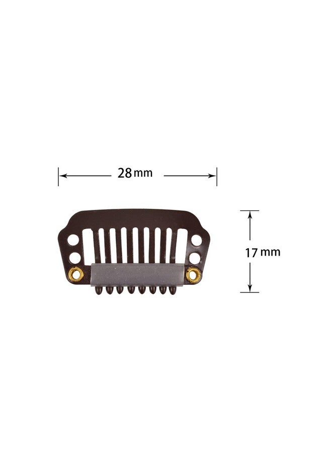 YTBYT Hair Extension Clip, 50 Pcs 28Mm 8-Teeth Wig Clips Metal Snap Hair Clips With Rubber Silicone Back For Wigs Hairpiece Accessories Diy Clips (Dark Brown) - Image 2