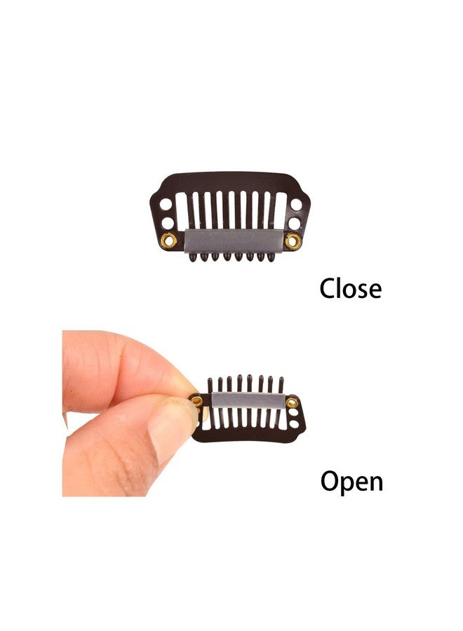 YTBYT Hair Extension Clip, 50 Pcs 28Mm 8-Teeth Wig Clips Metal Snap Hair Clips With Rubber Silicone Back For Wigs Hairpiece Accessories Diy Clips (Dark Brown) - Image 3
