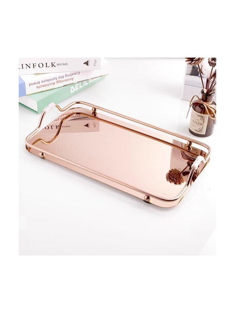 Rectangular Mirror Trays with Handles (2 in 1) Elegant Design and High Functionality Z (Rose Gold)