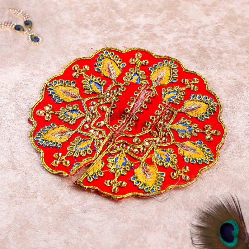 Aksharveda Designer Embroidered Shree Krishna Poshak  Set – Laddu Gopal Traditional Shringar - Image 3
