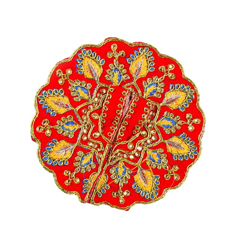 Aksharveda Designer Embroidered Shree Krishna Poshak  Set – Laddu Gopal Traditional Shringar - Image 1