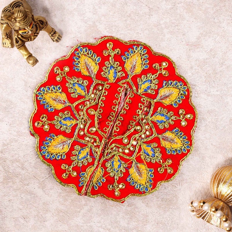 Aksharveda Designer Embroidered Shree Krishna Poshak  Set – Laddu Gopal Traditional Shringar - Image 2