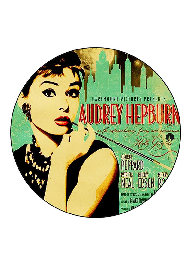 RKN Audrey Hepburn Printed Fridge Magnet Round  Multicolour - Image 1