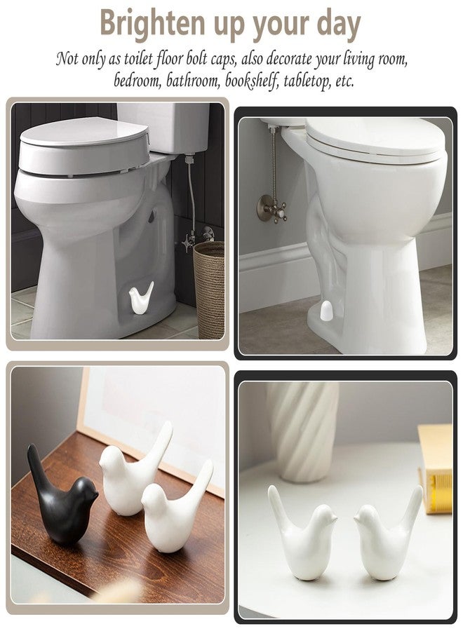 MENNTY Toilet Bolt Caps, Include 2Packs Ceramic White Birds Toilet Bolt Covers & 4Packs Universal Toilet Bolt Caps, Cute Bathroom Decorative Toilet Floor Screw Cover Caps Easy Installation - Image 5