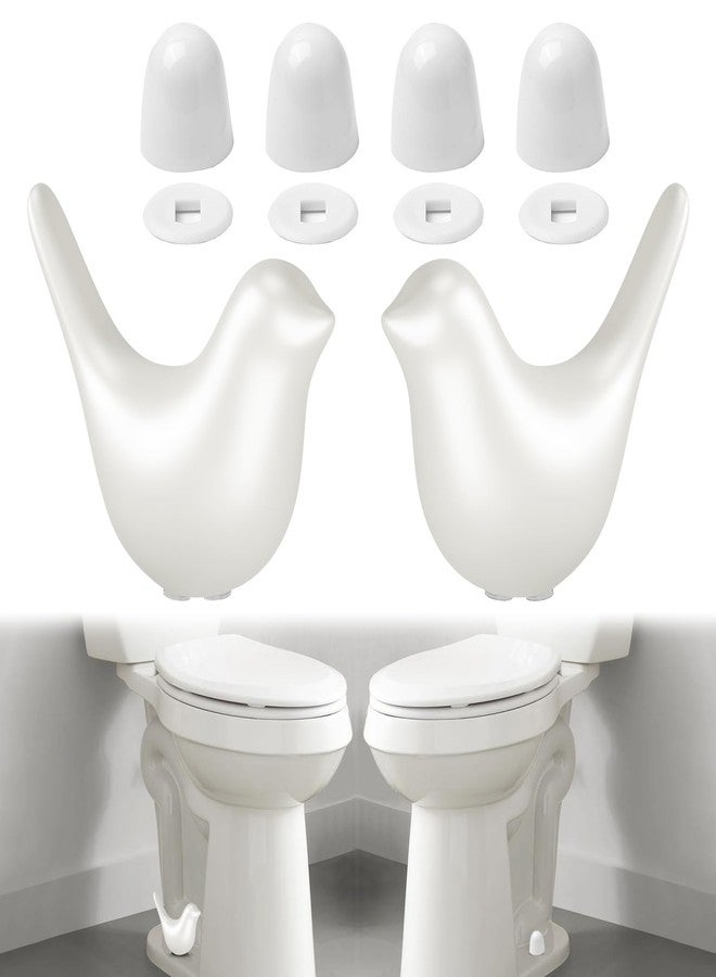 MENNTY Toilet Bolt Caps, Include 2Packs Ceramic White Birds Toilet Bolt Covers & 4Packs Universal Toilet Bolt Caps, Cute Bathroom Decorative Toilet Floor Screw Cover Caps Easy Installation - Image 1
