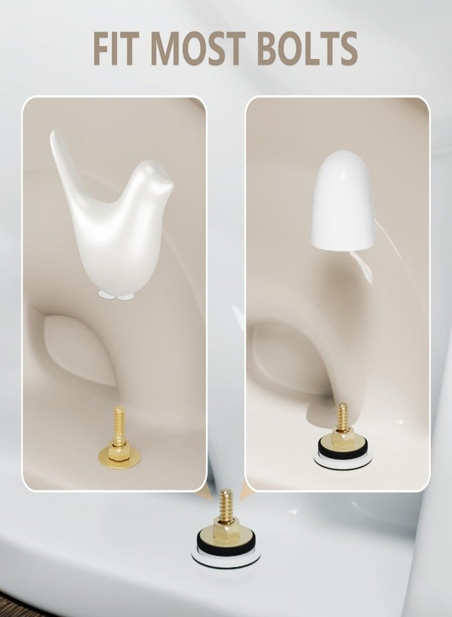 MENNTY Toilet Bolt Caps, Include 2Packs Ceramic White Birds Toilet Bolt Covers & 4Packs Universal Toilet Bolt Caps, Cute Bathroom Decorative Toilet Floor Screw Cover Caps Easy Installation - Image 3