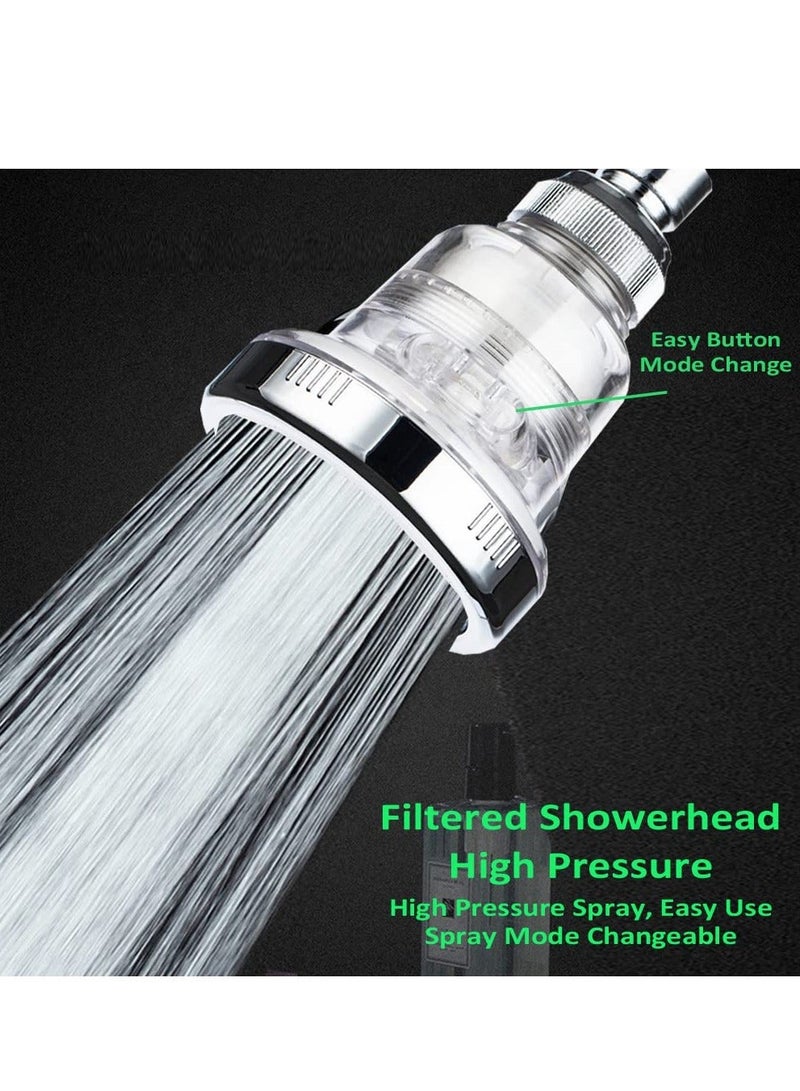 Filtered Shower Head, 2 in 1 Vitamin C Fixed Head for Anti Hair Fall and Soft Skin, High Pressure Purifying Hard Water Softener Remove Chlorine Harmful Substances - Image 2
