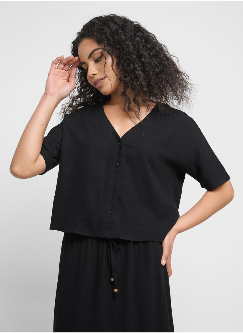 VERO MODA - Button Down V-Neck Shirt - Image 1