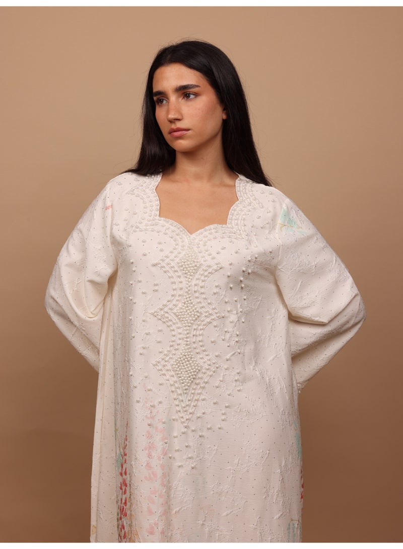 اكسا جلابية روز بيرل IK5023 بيج - Image 2