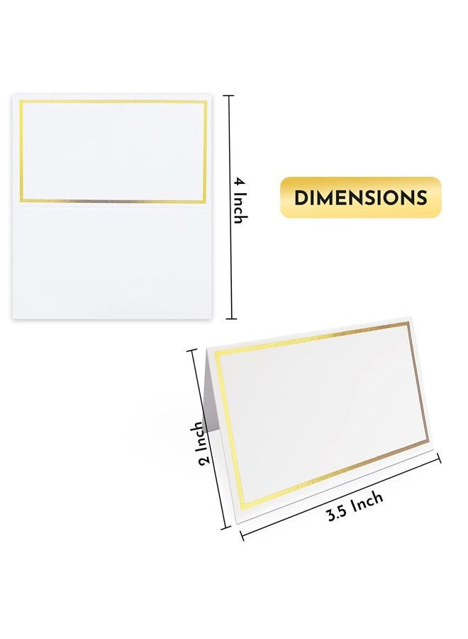 Evaster Place Cards Pack of 100 Premium Tent Name Place Cards for Table Setting with Gold Foil Border 2x3.5 inches - Perfect for Weddings, Banquets Dinner Parties and any other Events - Image 2