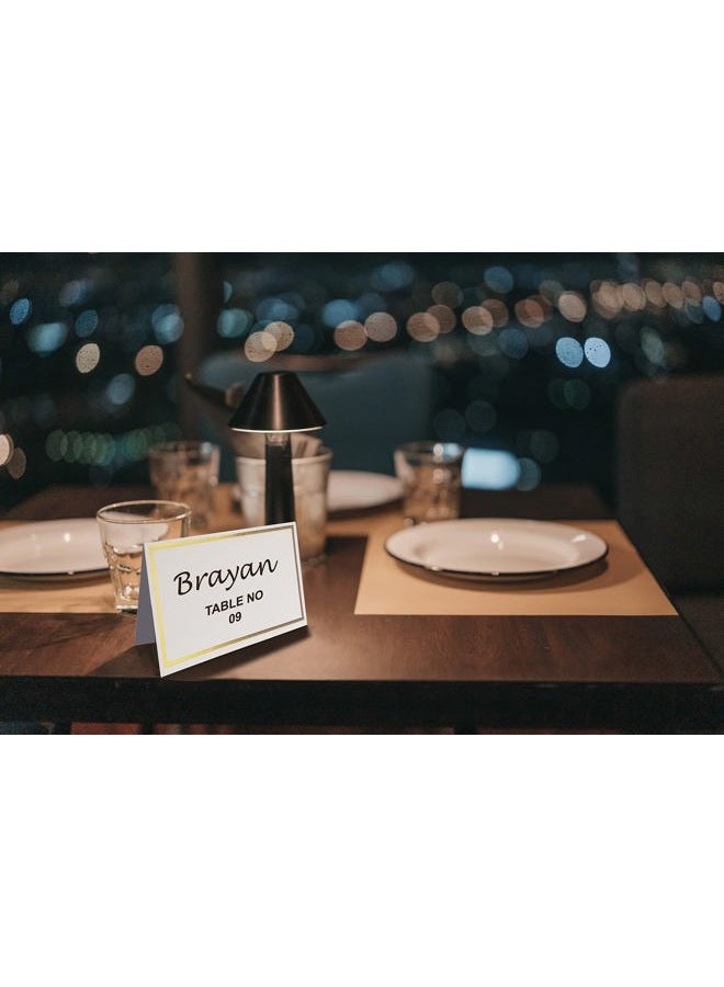 Evaster Place Cards Pack of 100 Premium Tent Name Place Cards for Table Setting with Gold Foil Border 2x3.5 inches - Perfect for Weddings, Banquets Dinner Parties and any other Events - Image 5
