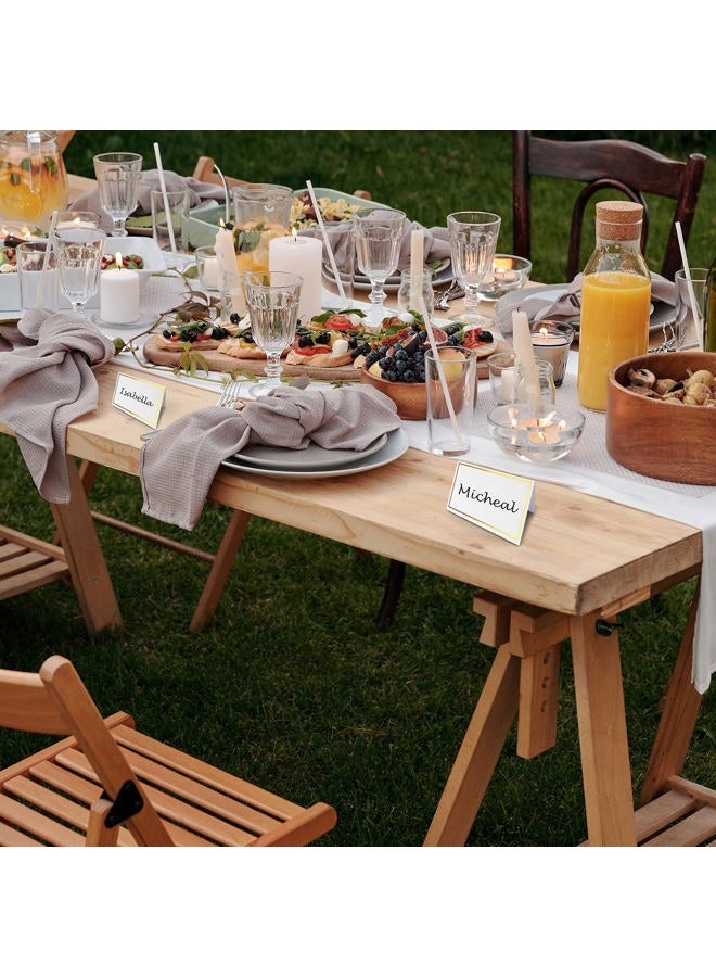 Evaster Place Cards Pack of 100 Premium Tent Name Place Cards for Table Setting with Gold Foil Border 2x3.5 inches - Perfect for Weddings, Banquets Dinner Parties and any other Events - Image 4