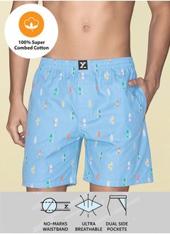 Printed Cotton Boxer Shorts with Elasticated Waistband by Styli