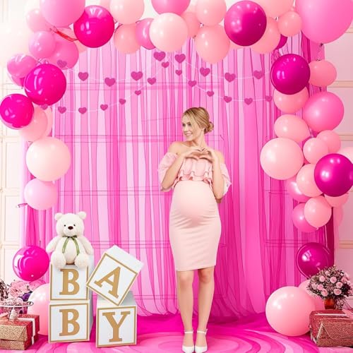 Filloxy 2pcs Backdrop Decoration Net Tulle Large Size, Nylon Made, Reusable, Soft, Wrinkled Free, 8 x 5 ft Each, Cabana Tent Party Decoration Items for Birthday, Anniversary (Pink) - Image 3