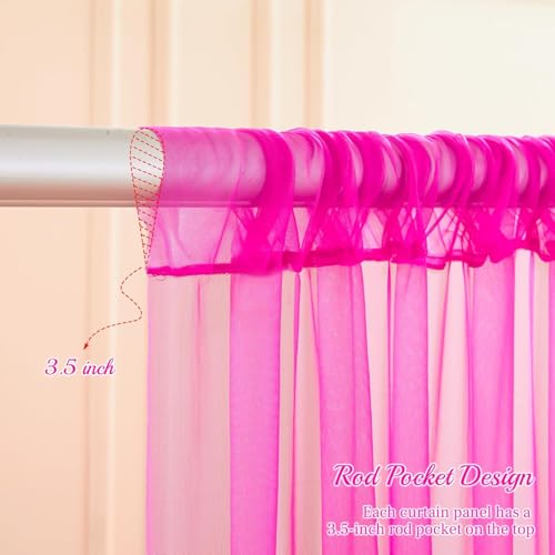 Filloxy 2pcs Backdrop Decoration Net Tulle Large Size, Nylon Made, Reusable, Soft, Wrinkled Free, 8 x 5 ft Each, Cabana Tent Party Decoration Items for Birthday, Anniversary (Pink) - Image 5