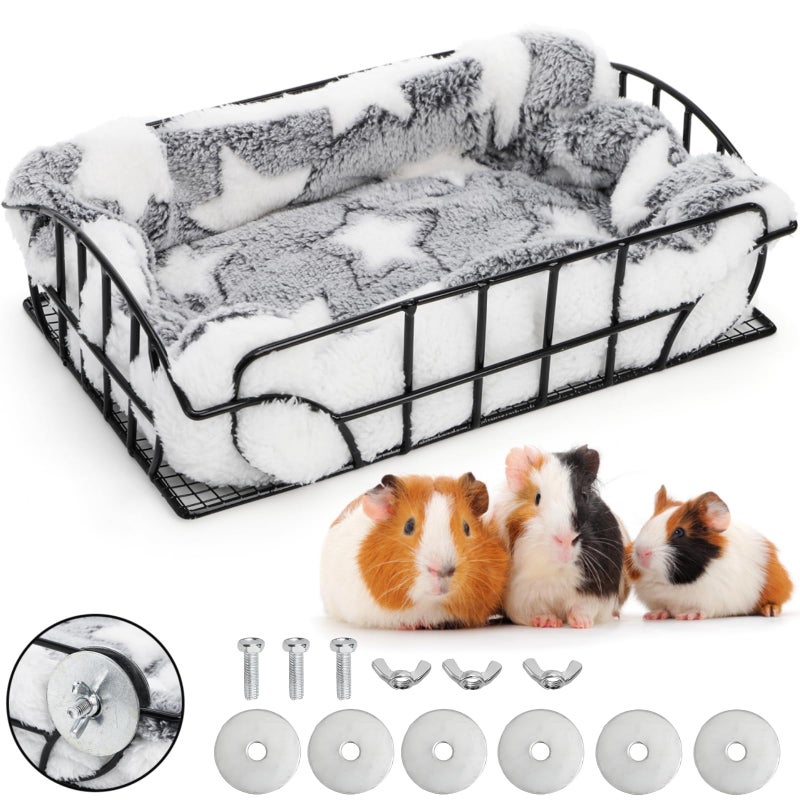Acshio Rat Cage Platform, Metal Basket Rat Hammock with Mat, Hanging Chew Proof Squirrel Cage Bed Platform Accessories, Small Animal Habitat for Hamster, Hedgehog, Chinchilla Pig, Black - Image 1