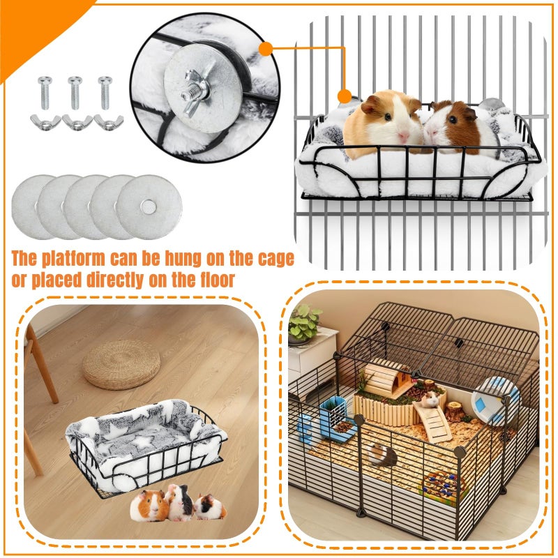 Acshio Rat Cage Platform, Metal Basket Rat Hammock with Mat, Hanging Chew Proof Squirrel Cage Bed Platform Accessories, Small Animal Habitat for Hamster, Hedgehog, Chinchilla Pig, Black - Image 4
