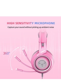 Somic SOMIC G951S Purple Stereo Gaming Headset with Mic for PS4, PS5, Xbox One, PC, Phone, Detachable Cat Ear 3.5MM Noise Reduction Headphones Computer Gaming Headphone Self-Adjusting Gamer Headsets  - Image 3