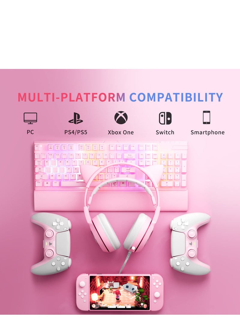 سوميك somic g951s الأرجواني سماعات ستيريو لعبة مع ميكروفون ، PS4 ، PS5 ، إكس بوكس واحد ، وأجهزة الكمبيوتر ، والهواتف المحمولة ، انفصال القط الأذن 3.5mm الحد من الضوضاء سماعات لعبة كمبيوتر - Image 4