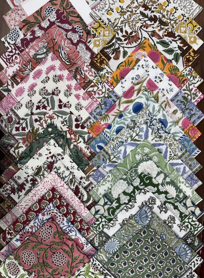 Ridhi Block Print Mix Border Napkin 20" x 20" Inch Set 4 Reusable Cotton Decorative Napkin for Everyday Dining, Wedding, Festive Gift Spring, Mother's Day - Image 4